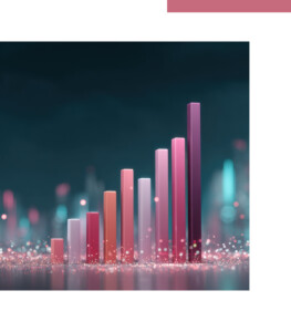 Sparkling e commerce growth chart with colorful glossy bars and bokeh lights evoking success
